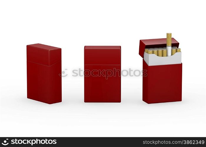 Blank red package of cigarettes with clipping path, ready for your label, artwork and design