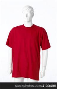 Blank red t-shirt isolated on white