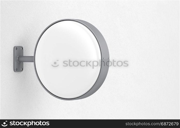 Blank round signboard on the wall
