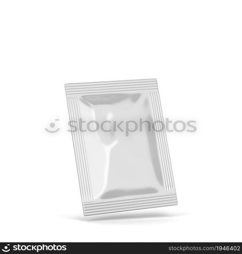 Blank sachet packaging mockup. 3d illustration isolated on white background