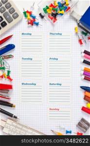 blank school schedule for the week