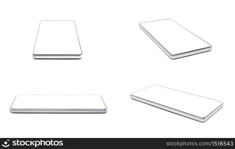 Blank screen Mobile phone isolated on white background.