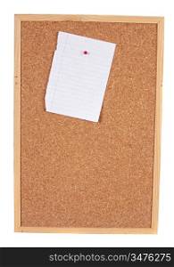 Blank sheet of paper on pin board