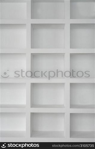 Blank shelving in white empty copy space rows