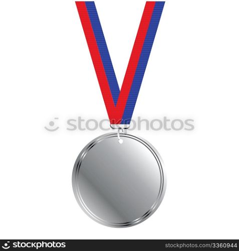 Blank silver medal on white background