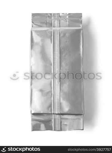 blank silver product packaging on white background. With clipping path