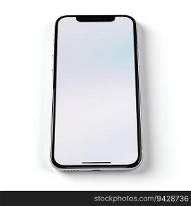 Blank Smartphone Screen on White Background. Generative ai. High quality illustration. Blank Smartphone Screen on White Background. Generative ai