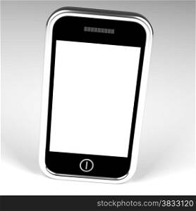 Blank Smartphone Screen With White Copyspace And White Background. Blank Smartphone Screen With White Copyspace