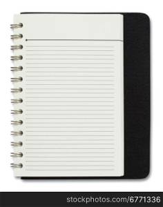 blank spiral notebook isolated on white