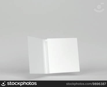 Blank square leaflet mockup. 3d illustration on gray background 