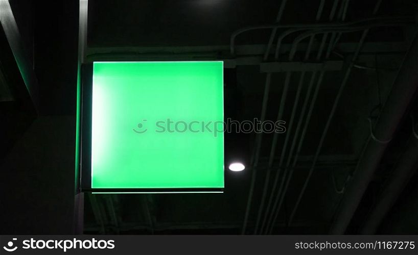 Blank square lightbox signage hang on wall