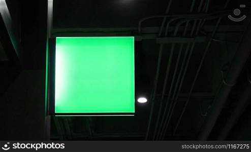 Blank square lightbox signage hang on wall