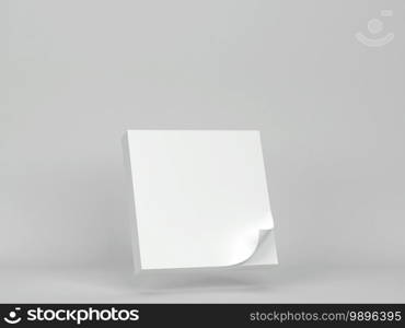 Blank sticky note mockup. 3d illustration on gray background 