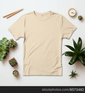 Blank t shirt mockup. Template blank shirt top view. background with composition frame.