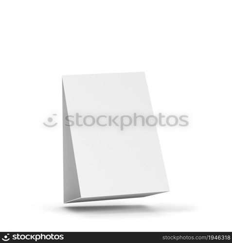 Blank table tent card mockup. 3d illustration isolated on white background