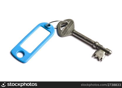 Blank tag and a key isolated on white backgrund