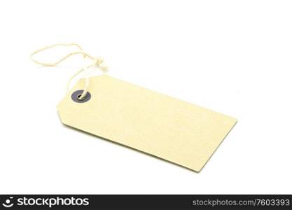 Blank tag tied with string, or Price, gift, sale tag and address label