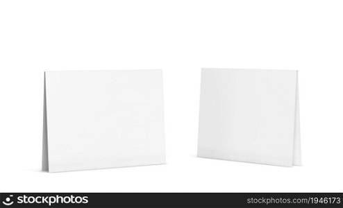 Blank tent card mockup. 3d illustration isolated on white background