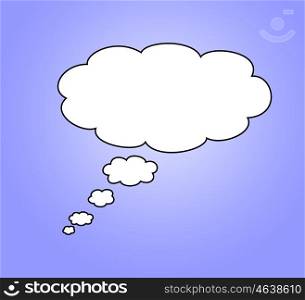 Blank thought bubble isolated on blue background