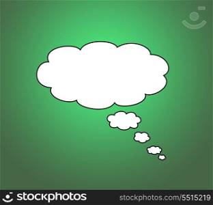 Blank thought bubble isolated on green background