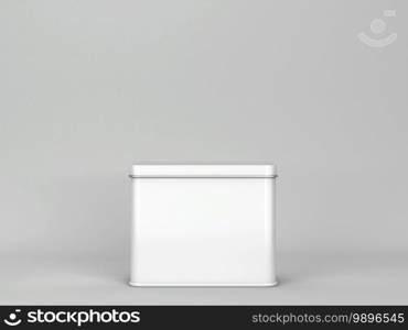 Blank tin can mockup. 3d illustration on gray background 
