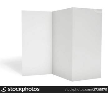 Blank triple leaflet template isolated on white background.