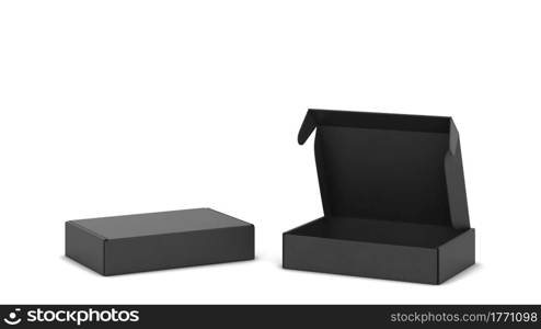 Blank tuck in flap packaging box mockup. 3d illustration isolated on white background