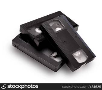Blank vhs video cassette tape isolated on white background with clipping path