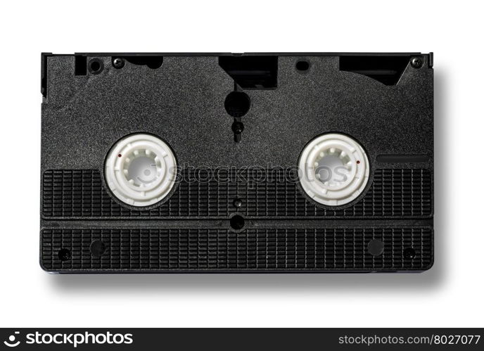 Blank vhs video cassette tape isolated on white background with clipping path