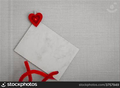 Blank vintage paper card copy-space space for text message and red heart symbol love. Valentine&#39;s day concept.