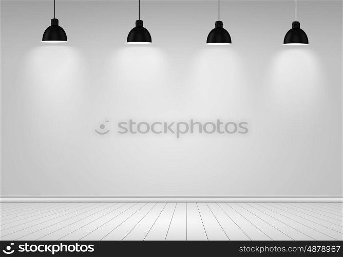 Blank wall. Blank wall with place for text illuminated by lamps above