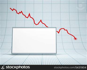 blank white billboard and falling graph on background