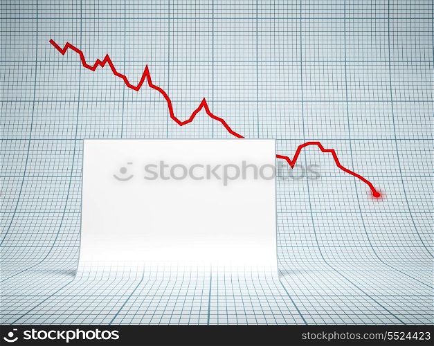 blank white billboard and falling graph on background
