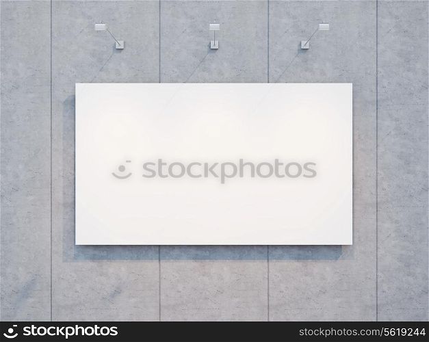 blank white billboard on the concrete wall
