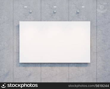 blank white billboard on the concrete wall