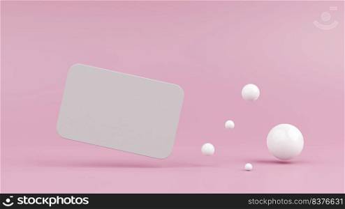 Blank white business cards isolated on pink pastel color background with shadow minimal concept 3D rendering