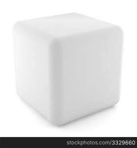 blank white cube isolated on white background with clipping path