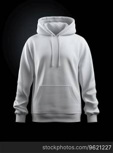 blank white hoodie mockup with copy space on black background. design clothes print Ai generated