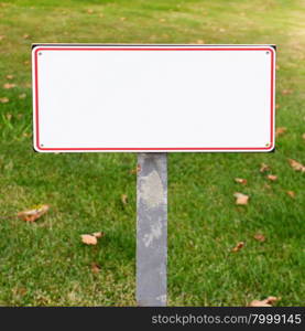 Blank white metal sign close-up