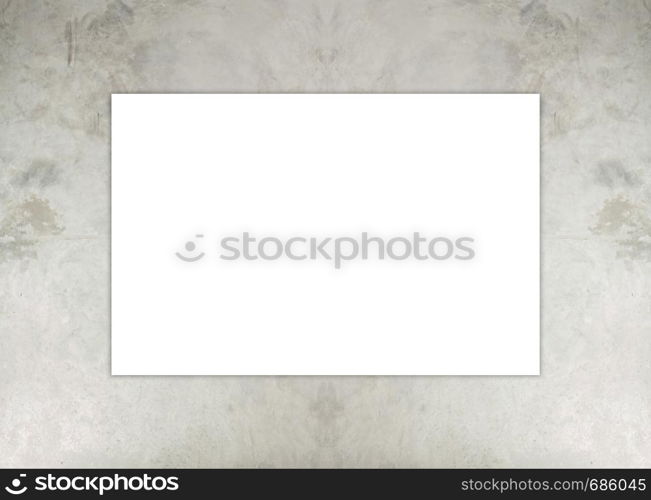 Blank white paper board at grunge cement wall texture background, Mock up template, Business presentation content concept.