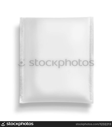 Blank white sachet packet mockup, isolated, top view,clipping path