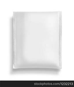 Blank white sachet packet mockup, isolated, top view,clipping path
