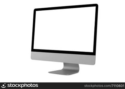 blank white screen computer display isolate on white background