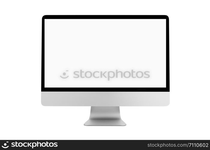 blank white screen computer display isolate on white background