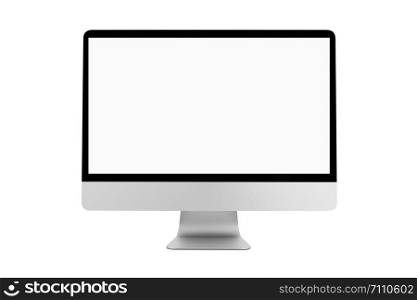 blank white screen computer display isolate on white background