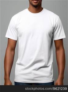 blank white t shirt mockup with copy space on studio background. design clothes print Ai generated