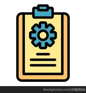 Blank with cog wheel icon. Outline blank with cog wheel vector icon color flat isolated. Blank with cog wheel icon color outline vector