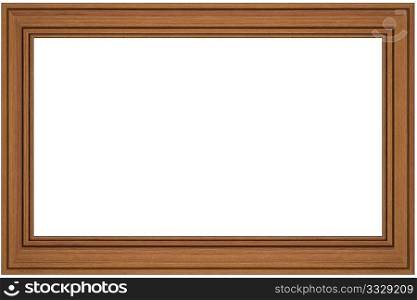 blank wooden frame isolated on white background