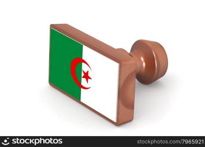 Blank wooden stamp with Algeria flag image with hi-res rendered artwork that could be used for any graphic design.