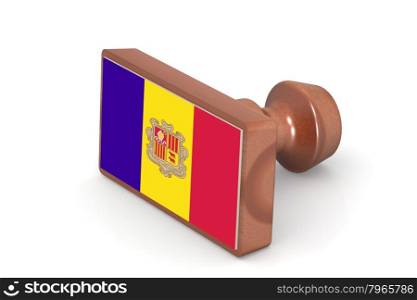 Blank wooden stamp with Andorra flag image with hi-res rendered artwork that could be used for any graphic design.